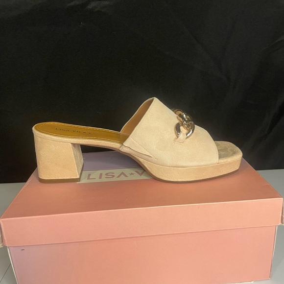Lisa Vicky Magnetic 2C Women’s Cream Block Heel Sandals size 9.5 - Picture 2 of 6